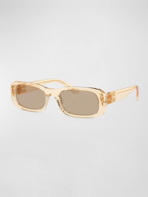 Miu Miu Logo Acetate Rectangular Sunglasses