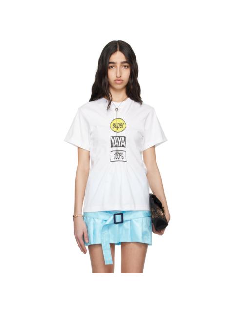 SUPER YAYA White Logo Elastic T-shirt