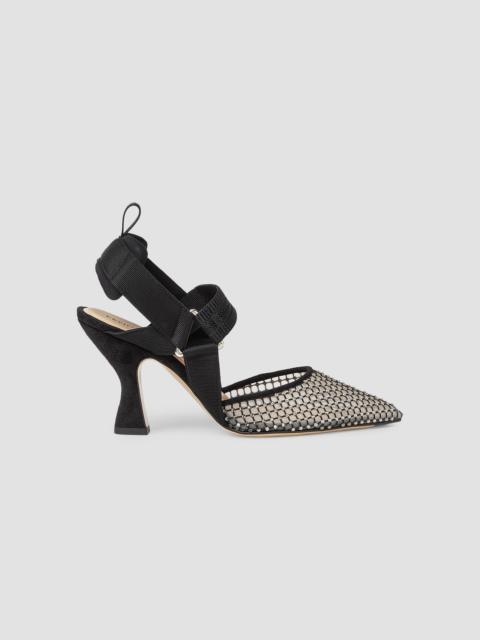 FENDI Women's Colibri 85MM Embellished Mesh Slingback Sandals - Nero Black