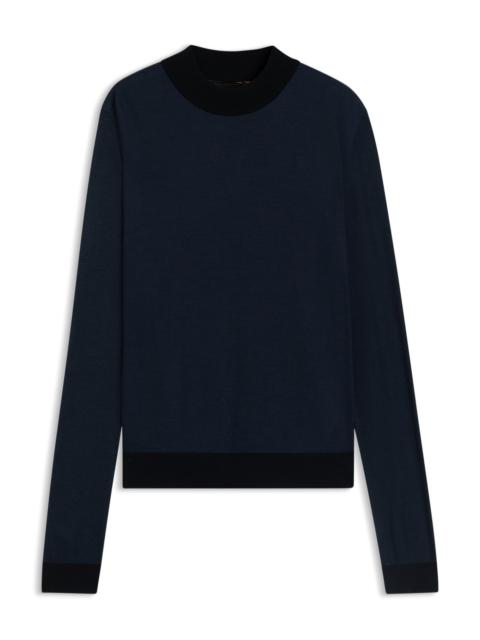 SILK-PIQUÉ SWEATER WITH MOCK NECK
