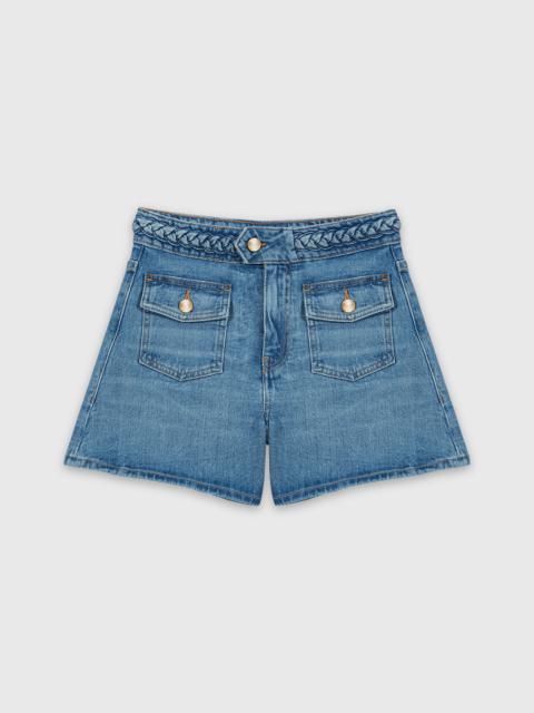 maje Braided denim shorts