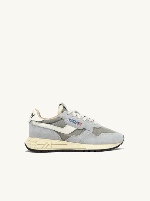 AUTRY REELWIND LOW SNEAKERS IN IRIS GRAY AND MARSHMALLOW NYLON AND SUEDE