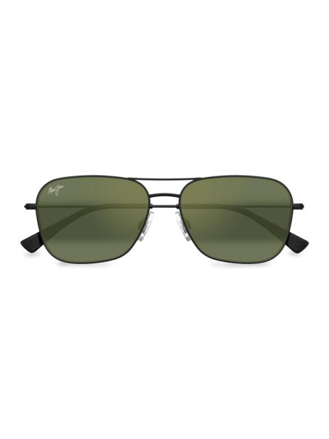 Maui Jim Men's Elua Naauao 58MM Aviator Sunglasses - Green Matte Black