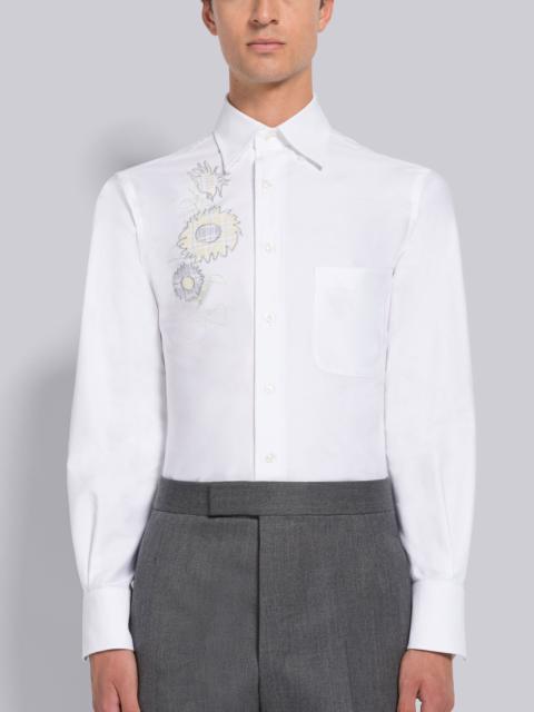 Thom Browne MADRAS FLOWER PATCH APPLIQUE POINT COLLAR SHIRT