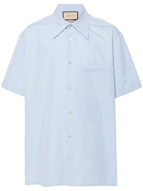 GUCCI logo-embroidered cotton shirt