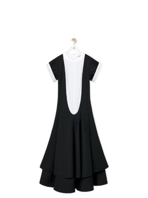 Double layer dress in wool and cotton