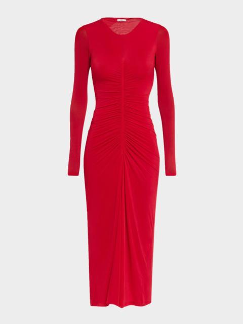 FFORME Selena Ruched Long-Sleeve Midi Dress