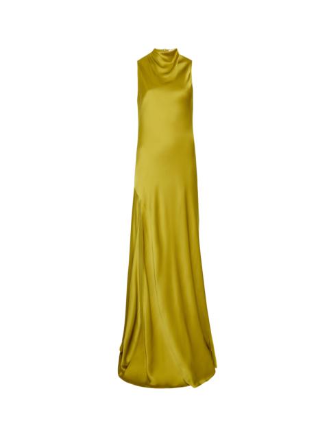 Satin Drape Neck Sleeveless Gown