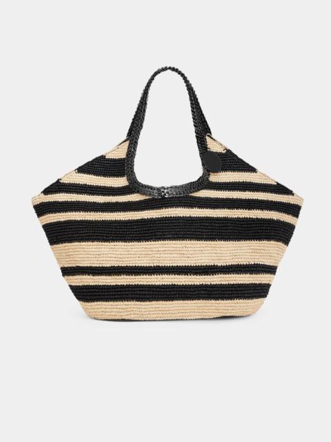 Paco Rabanne STRIPED RAFFIA TOTE BAG WITH 1969 DISCS DETAILS