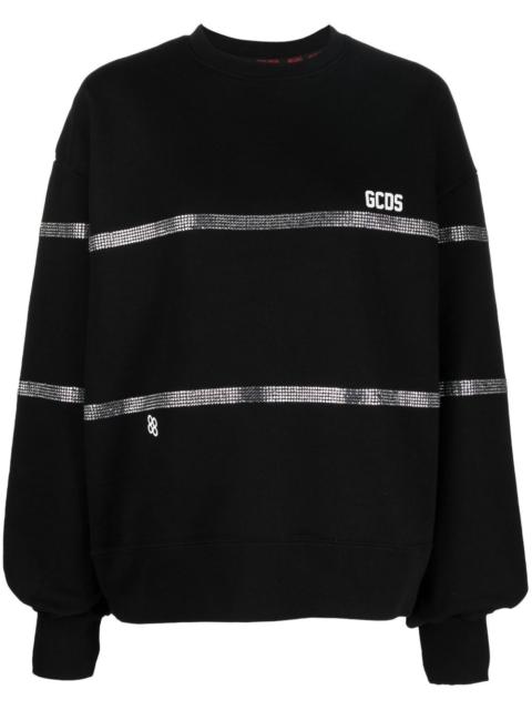GCDS crystal-embellished striped sweatshirt