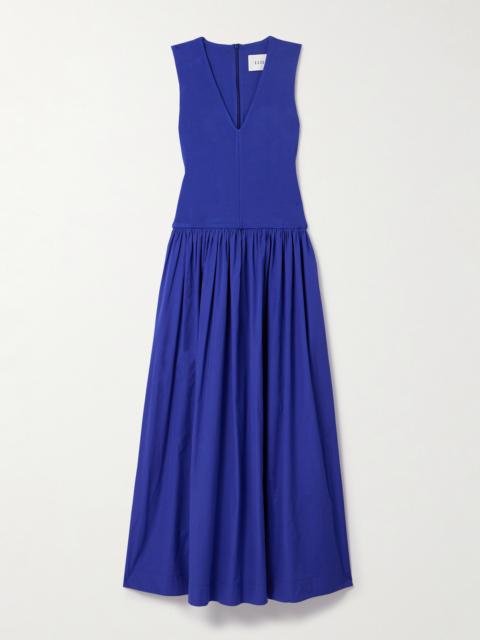 ESSE Studios Stretch-knit And Gathered Organic Cotton-poplin Maxi Dress