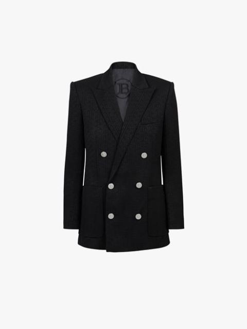 Black eco-designed crepe blazer with Balmain monogram