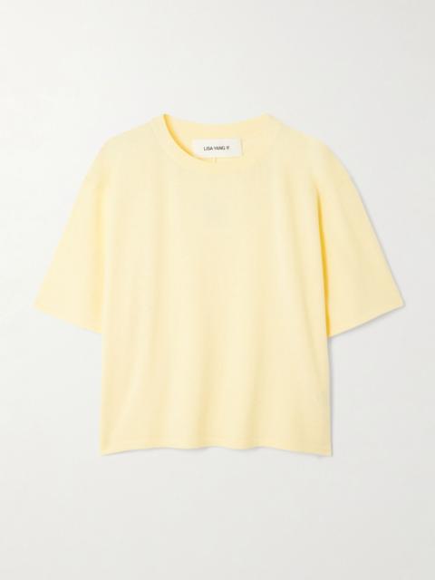 LISA YANG Rubie cotton and cashmere-blend T-shirt Pastel yellow