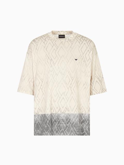 EMPORIO ARMANI ASV JERSEY T-SHIRT WITH ALL-OVER DIAMOND PRINT
