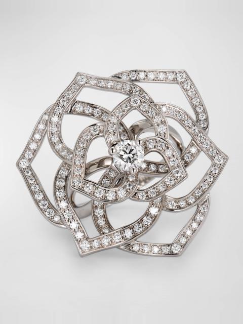 Piaget Rose 18K White Gold Diamond Openwork Ring, EU 53 / US 6.5