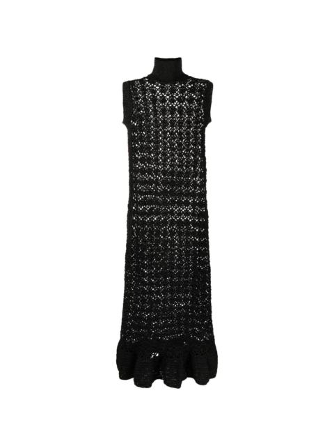 high-neck sleeveless dress