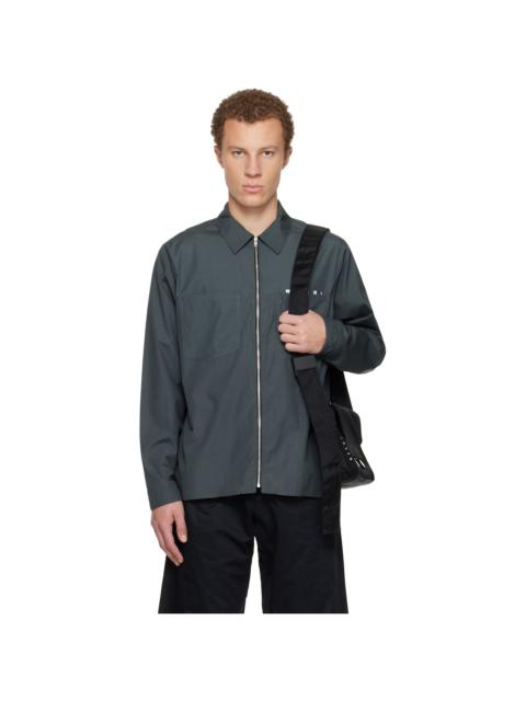 Marni Gray Hidden Logo Organic Poplin Zip Shirt