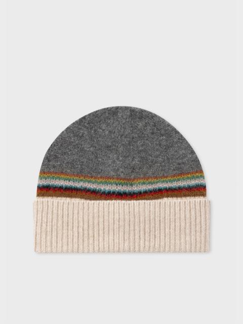 'Signature Stripe' Intarsia Lambswool-Mohair Beanie