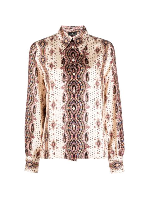 paisley-print long-sleeve silk shirt