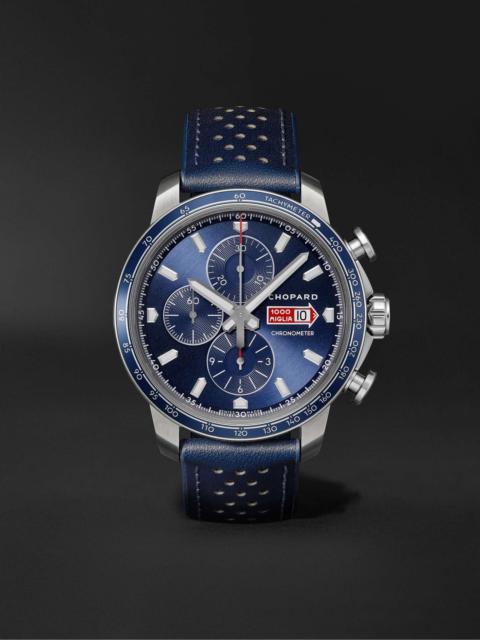 Mille Miglia GTS Azzurro Chrono Automatic Limited Edition 44mm Stainless Steel and Leather Watch, Re