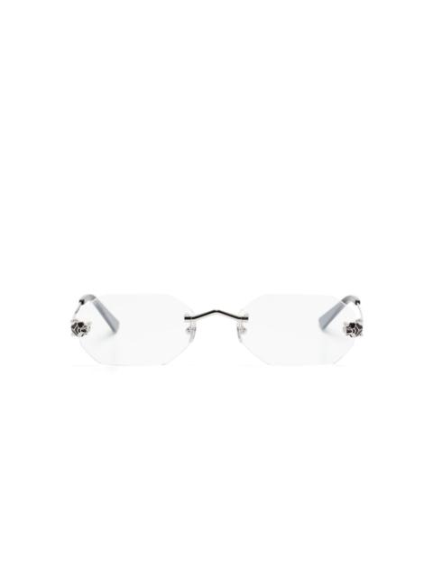 Cartier Panther Head-detail rimless glasses