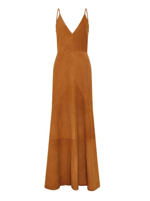 GABRIELA HEARST Brigita Slip Maxi Dress in Cashew Suede
