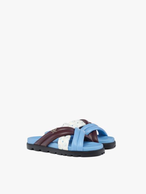 MCM Monogram Cross Sandals in Lamb Leather