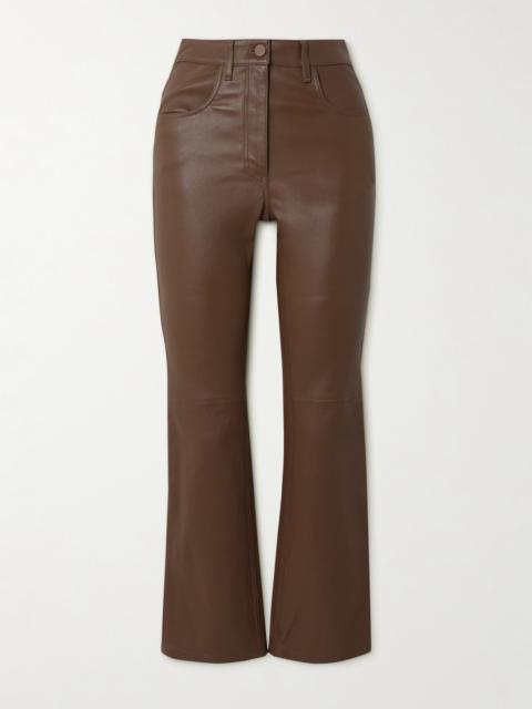JOSEPH Duke Cropped Leather Flared Pants