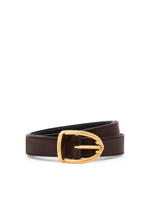 TOM FORD SMOOTH LEATHER ANGLED BUCKLE BELT
