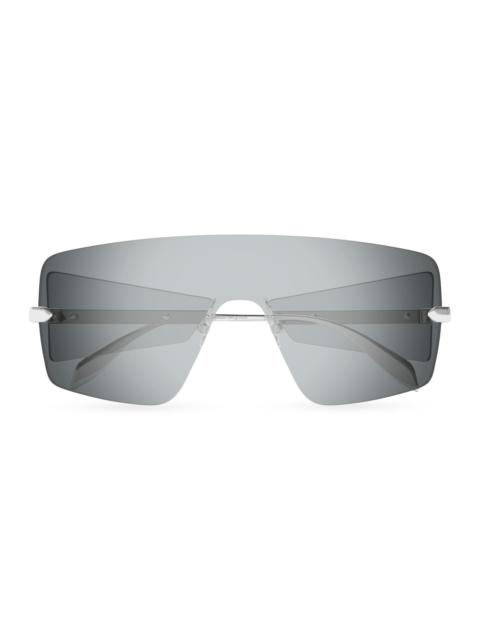 Alexander McQueen Women's Flat Mask 99MM Sunglasses - Silver Grey
