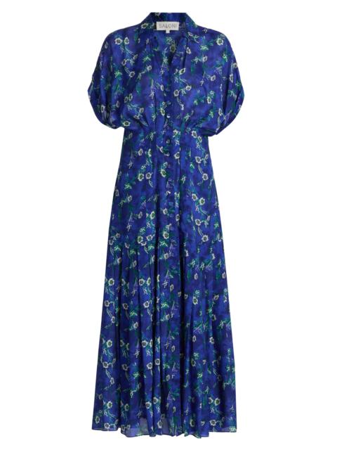 SALONI Women's Riya Floral Satin Midi-Shirtdress - Primrose