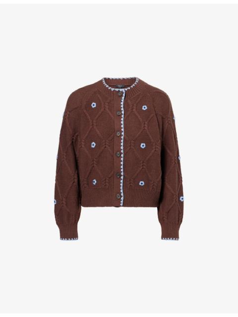 Rails Laurie Flower-Embellished Cotton-Blend Cardigan