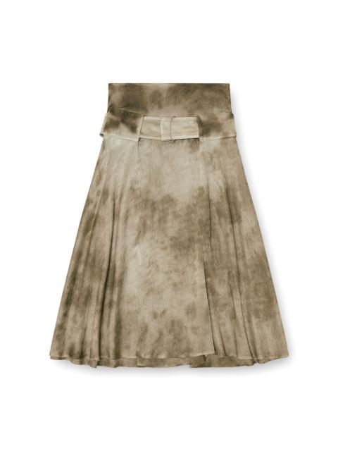 Diesel BELTED MIDI SKIRT IN LOGO-JACQUARD SATIN