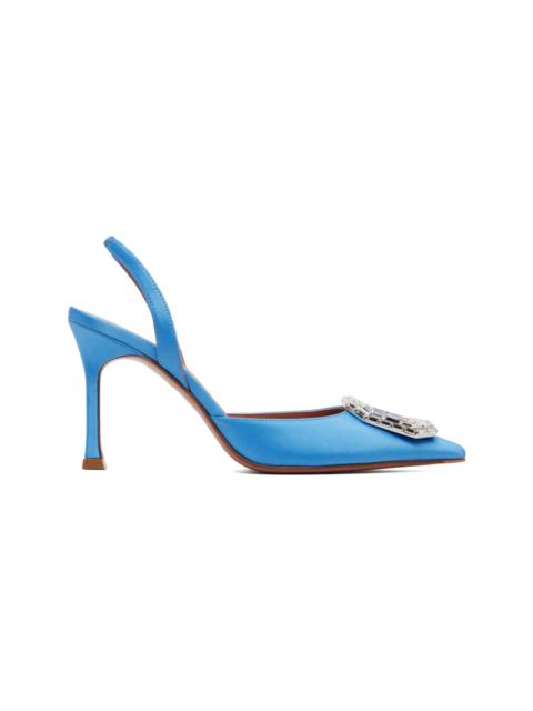 Amina Muaddi Blue Camelia Sling 90 Heels