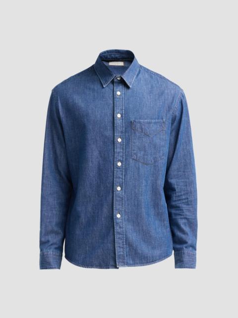 Canali Men's Stonewashed Denim Relaxed Shirt - Denim