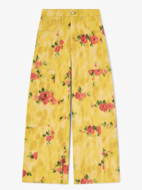 GANNI BAGGY WIDE JEANS IN PRINTED DENIM