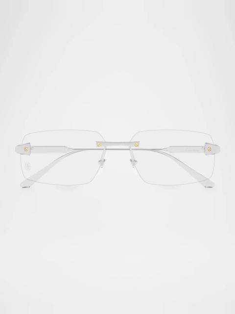 Cartier Men's CT0655O Santos de Cartier Rimless Titanium Rectangular Optical Glasses