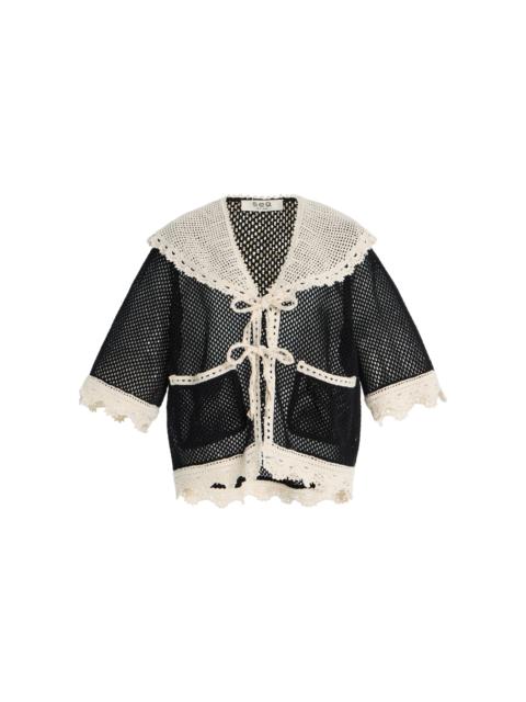 Sea Kendall Crochet Tie-Front Top black