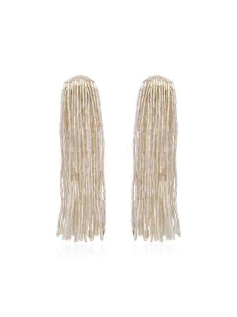 Oscar de la Renta Cascade Tassel Drop Earrings silver