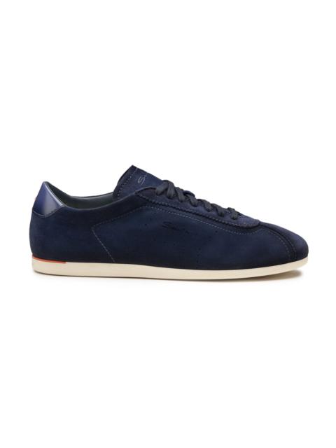 Santoni Men's blue suede sneaker