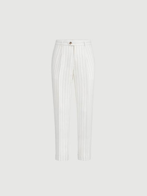 Brunello Cucinelli Chalk stripe linen twill trousers with pleat