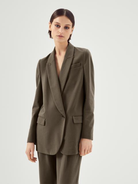 Stretch cotton couture interlock blazer with monili