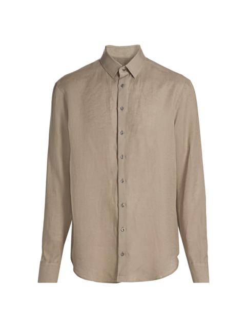GIORGIO ARMANI Men's Linen Button-Front Shirt - Solid Light