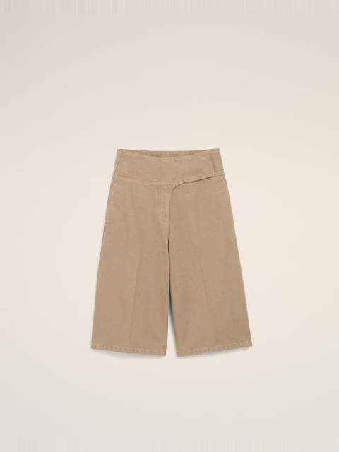 AMI Paris BEIGE COTTON WRAPPED BELTED BERMUDA SHORTS