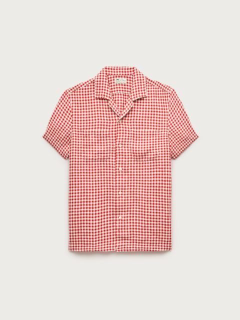 J.CREW Short-sleeve linen camp-collar shirt in gingham