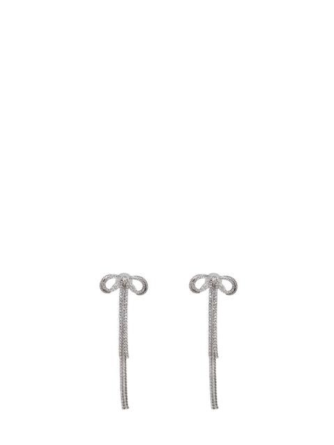self-portrait Double crystal bow earrings