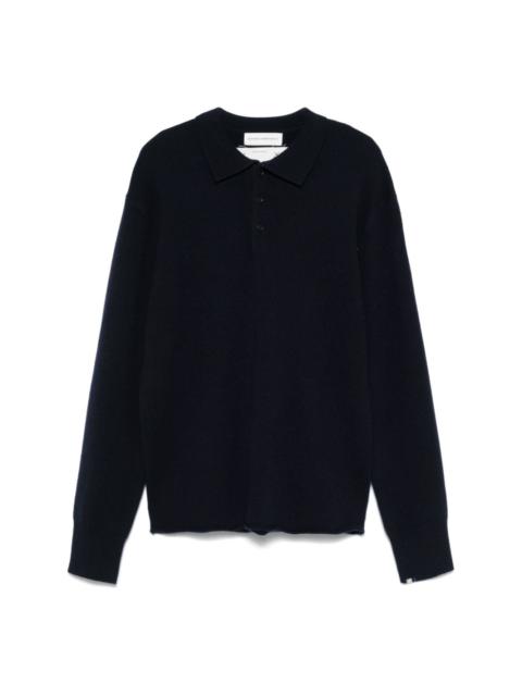 extreme cashmere decorative-stitching polo sweater