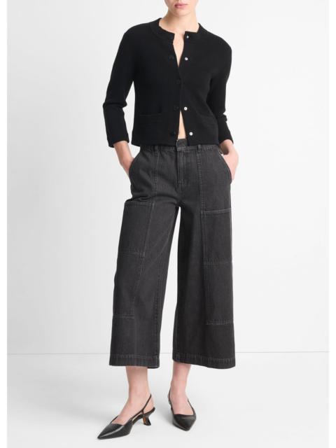 Vince Wool-Blend Shrunken Snap Cardigan