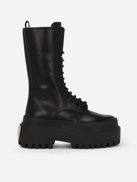 Calfskin combat boots