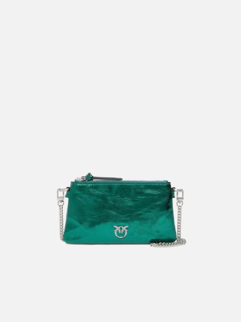 PINKO MINI DOUBLE BAG IN LAMINATED LEATHER